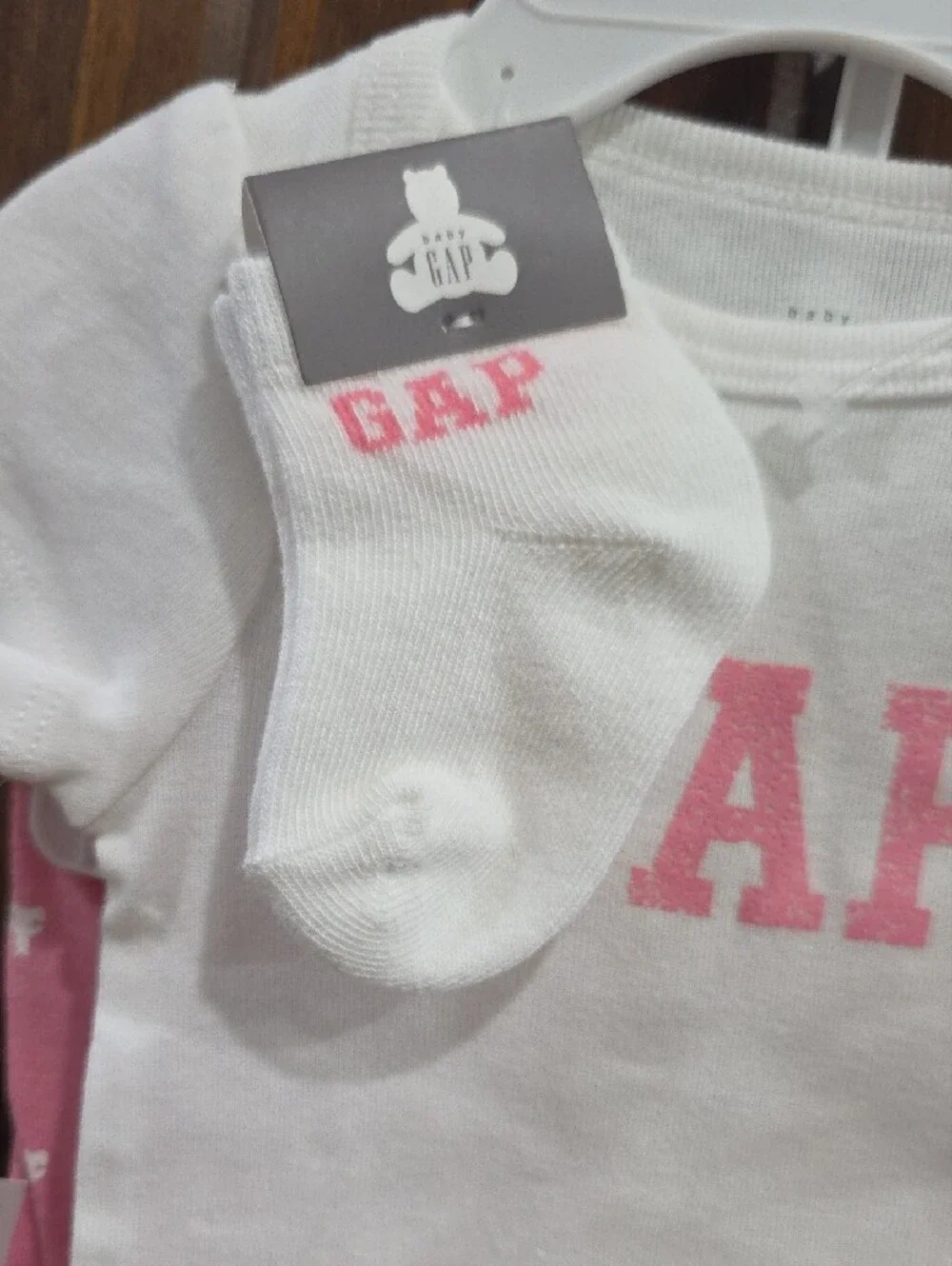 GAP White & Pink 3-Piece Baby Pajama Set with Logo